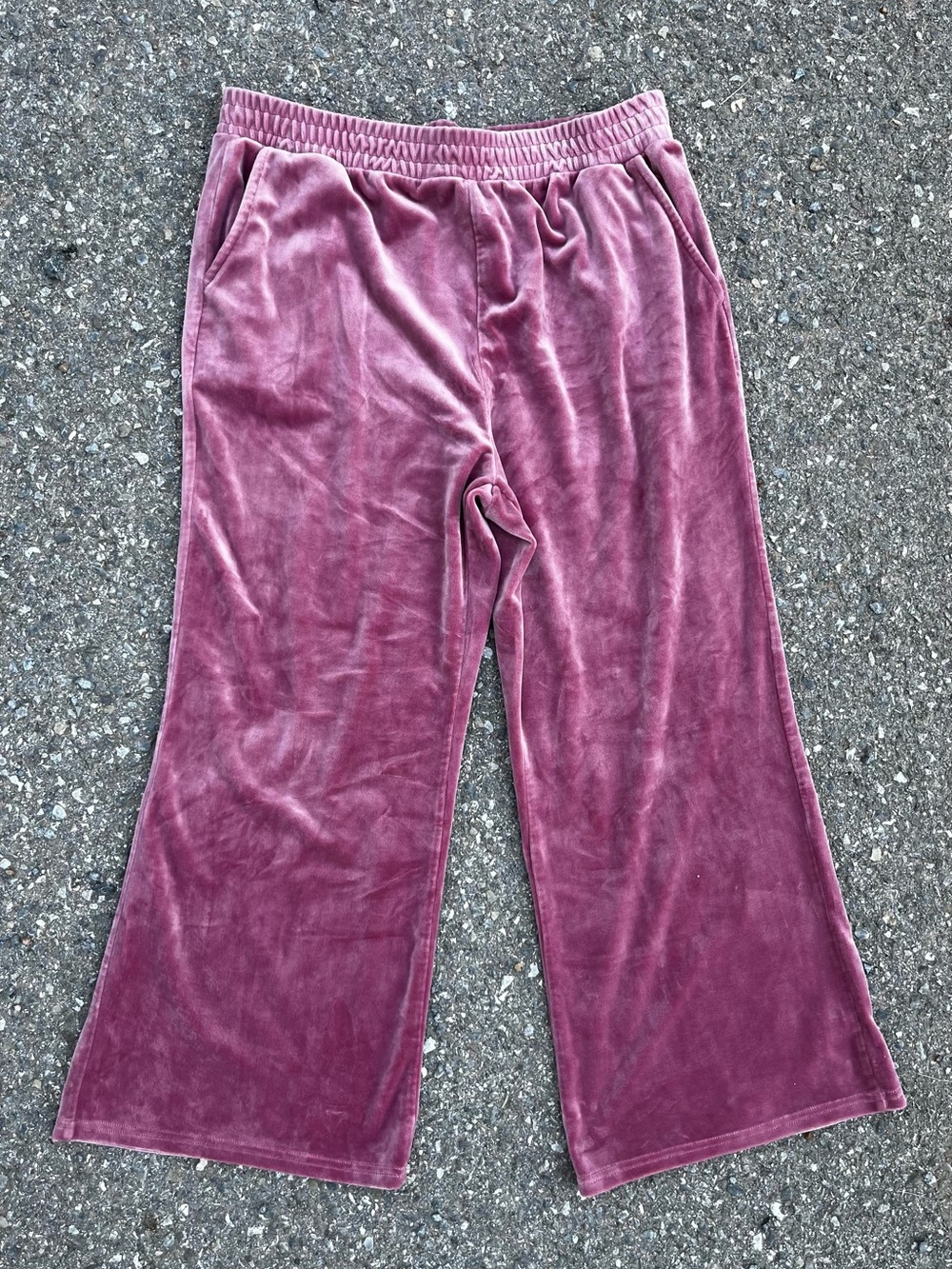 LARK + GREY WOMENS MATERNITY LARGE LOUNGE PANTS PINK WIDE LEG ELASTIC WAIST